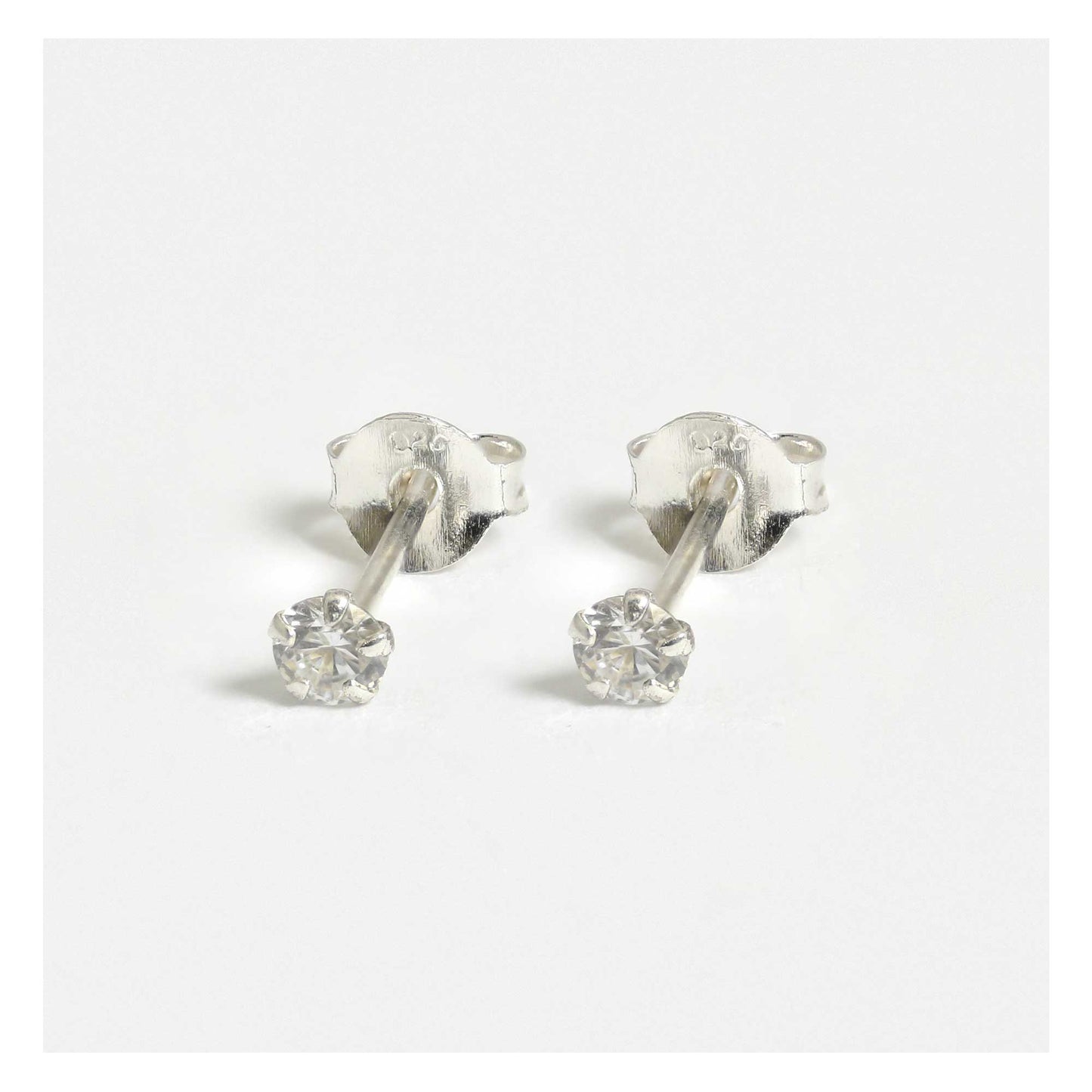 Cubic Zirconia Silver Ear Stud Earrings Crumble and Core   