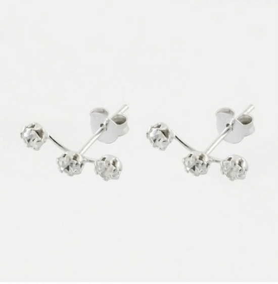 Cubic Zirconia Triple Crawler Silver Stud Earrings Crumble and Core   