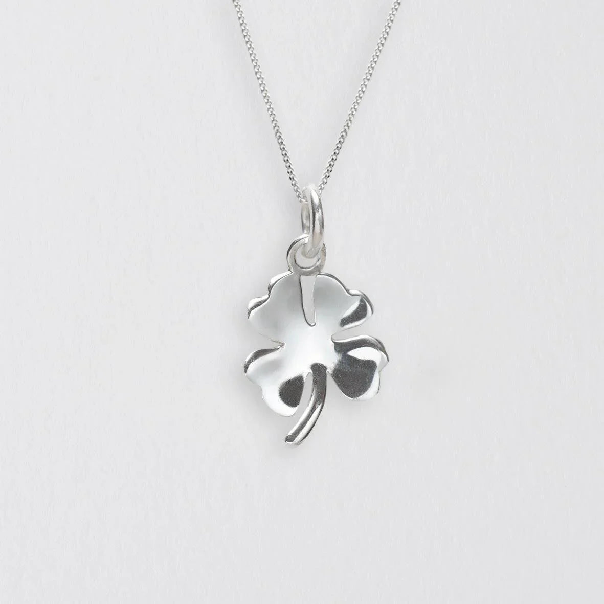 Silver Necklace - Clover Lucky Charm - Good Luck Gift