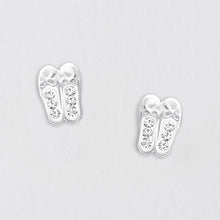 Load image into Gallery viewer, Sterling Silver Ballet Shoe Crystal Ear Studs
