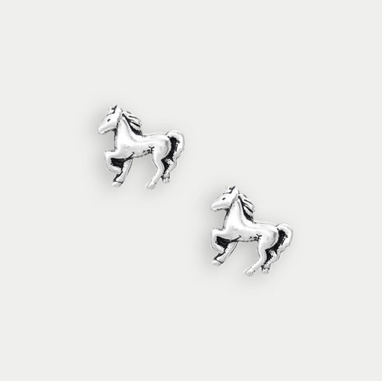 Horse Silver Ear Studs Earrings Crumble and Core   