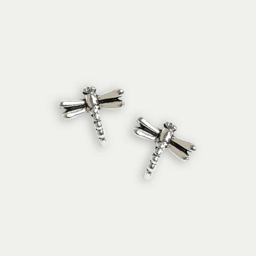 Dragonfly Silver Ear Stud Earrings Crumble and Core   