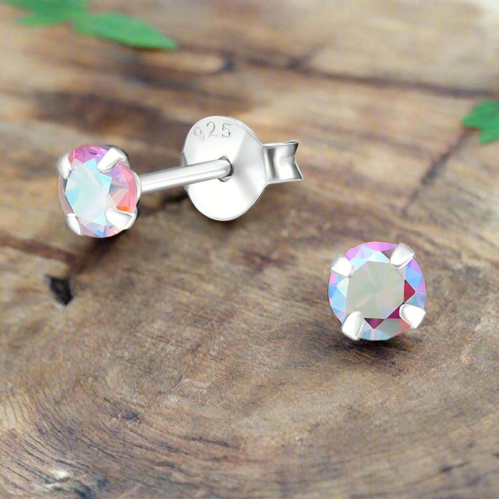 Sterling CZ Silver Stud Earrings – Christmas Gift Boxed Little Fairy Design