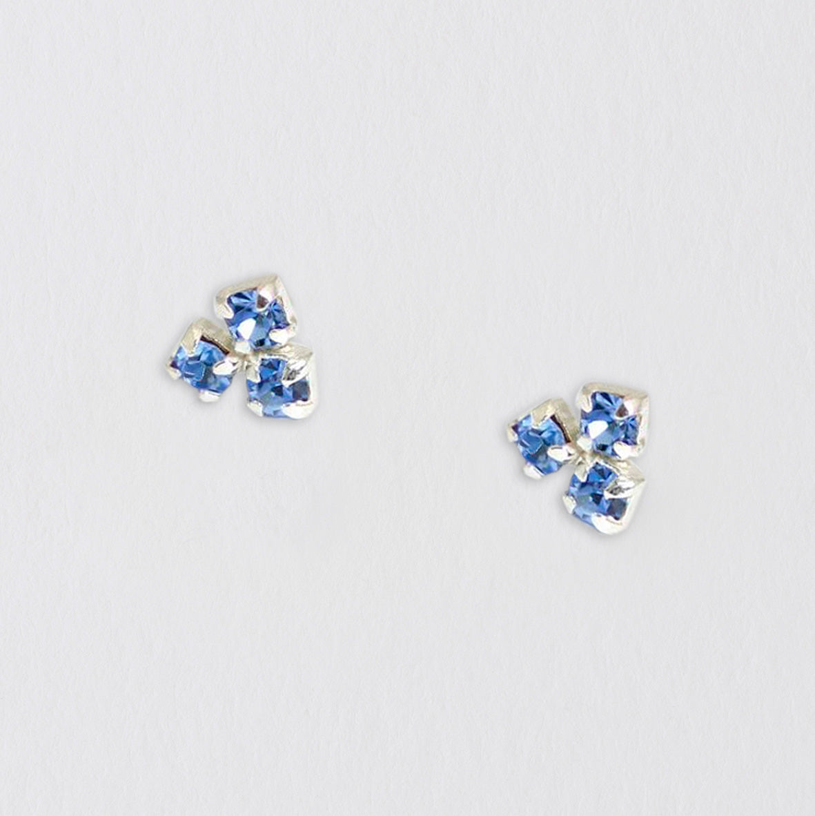 Light Sapphire Crystal Cluster Silver Ear Stud Earrings Crumble and Core   