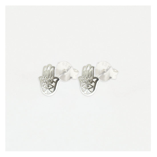 Hamsa Silver Ear Studs All Products Crumble and Core   