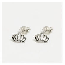 Load image into Gallery viewer, Lotus Flower Silver Ear Studs All Products Crumble and Core   
