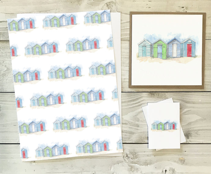 Beach Hut Gift Wrapping Gift Wrap and Tag Pack Wrapping Paper Crumble and Core   