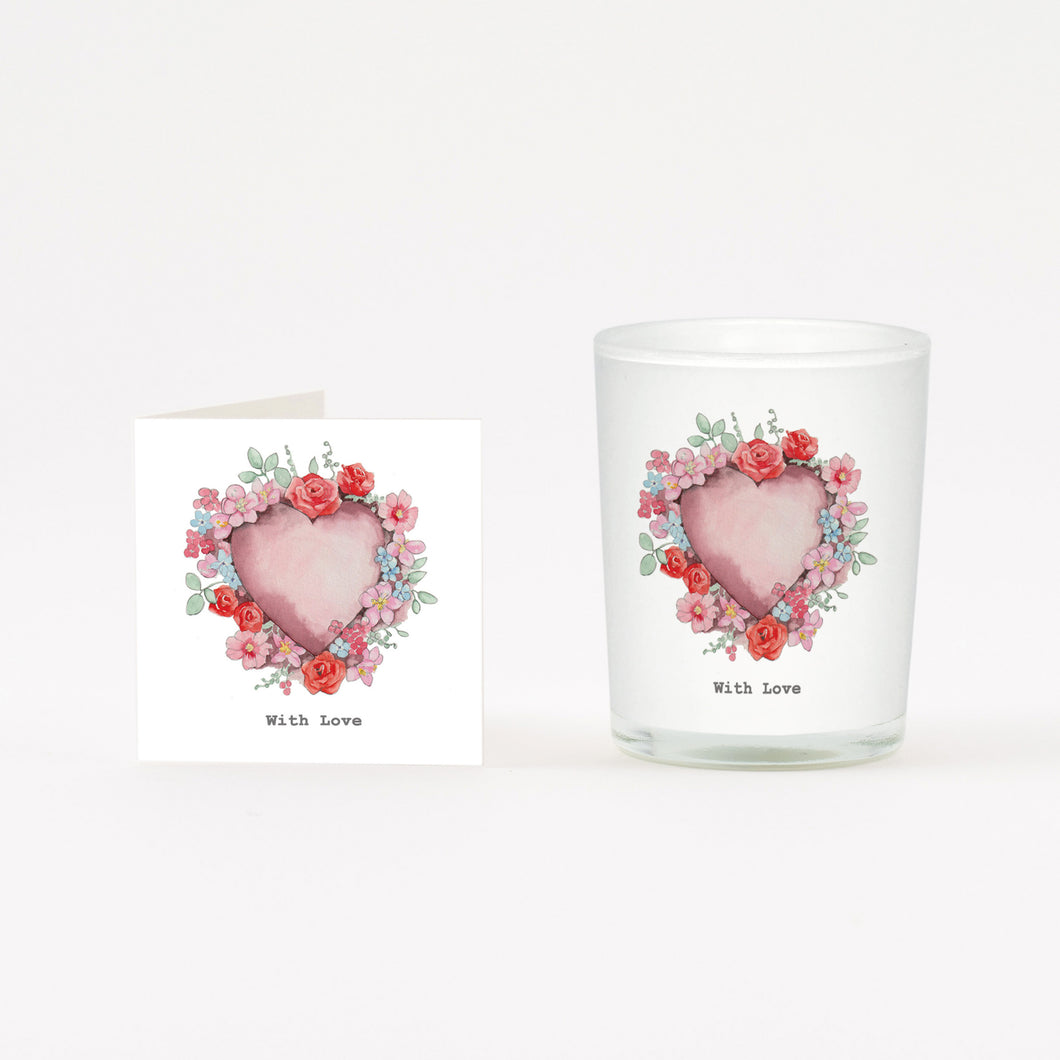 Flower Heart Boxed Candle and Card Crumble & Core