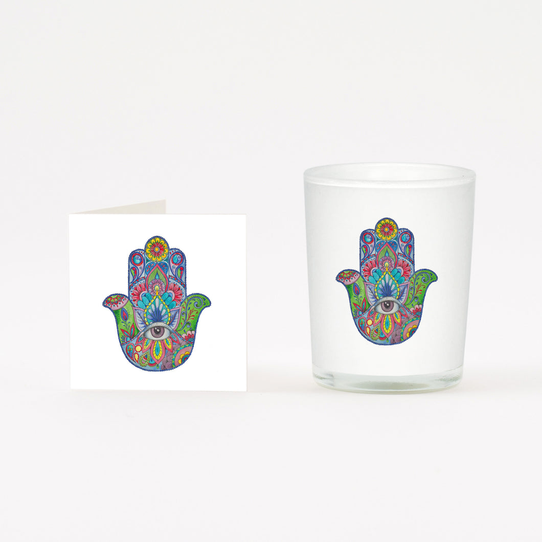 Hamsa Boxed Candle and Card Candles Crumble and Core   
