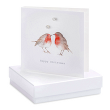 Carica l&#39;immagine nel visualizzatore di Gallery, Boxed Earring Card Robins Happy Christmas Earrings Crumble and Core   
