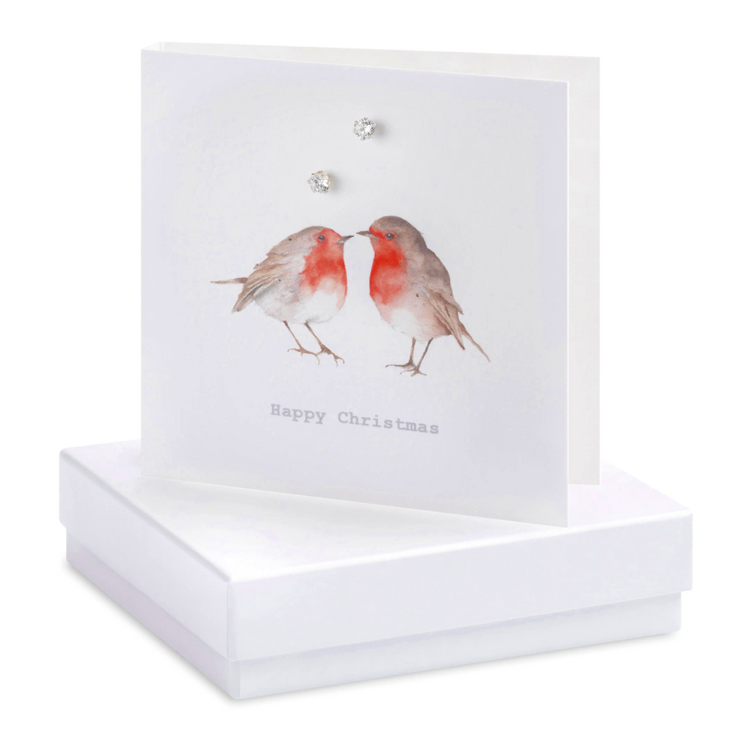 Boxed Earring Card Robins Happy Christmas Earrings Crumble and Core   