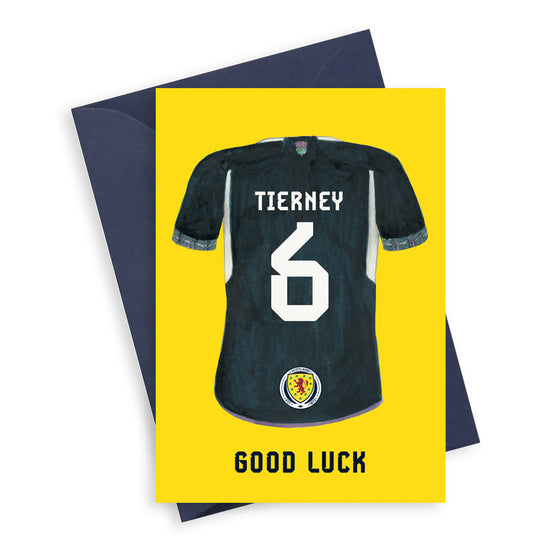 Scotland Football Shirt Tierney 6 Good Luck A6 Greeting Card Greeting & Note Cards Crumble and Core   
