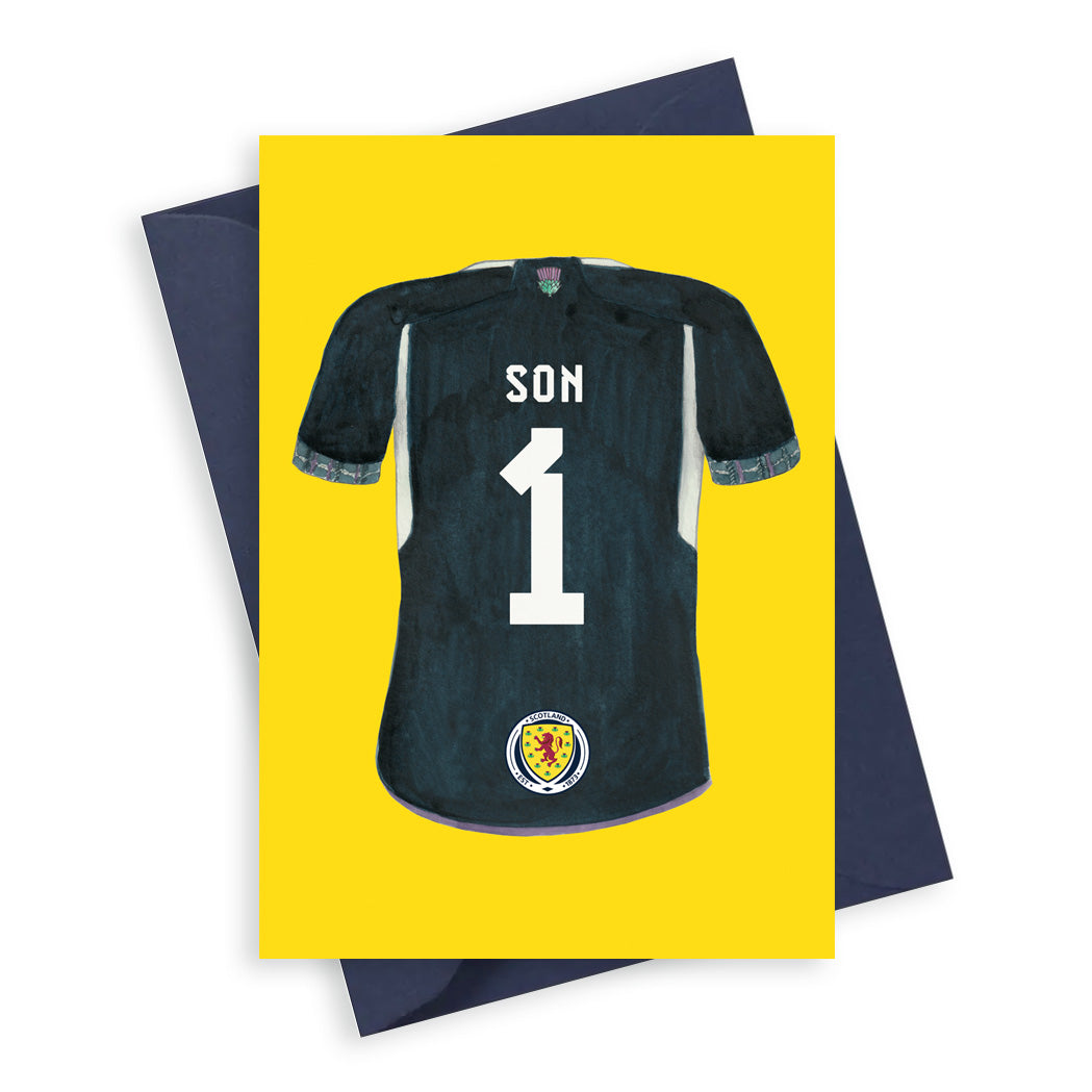 Scotland Football Shirt Best Dad 1 A6 Greeting Card Greeting & Note Cards Crumble and Core   