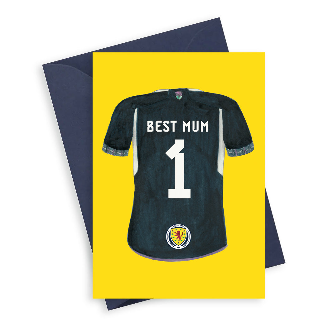 Scotland Football Shirt Best Mum 1 A6 Greeting Card Greeting & Note Cards Crumble and Core   