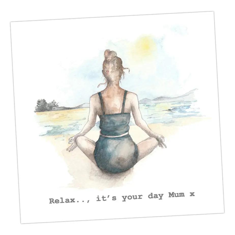 Relax Mum Yoga card Greeting & Note Cards Crumble and Core 12 x 12 cm  