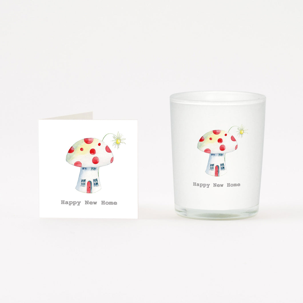 Toadstool New Home Boxed Candle and Card Candles Crumble and Core White 20cl 