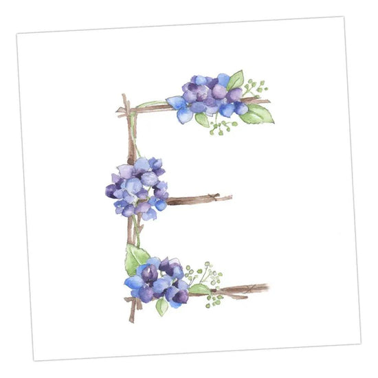 Floral Letters E Greeting & Note Cards Crumble and Core 8 x 8 cm  