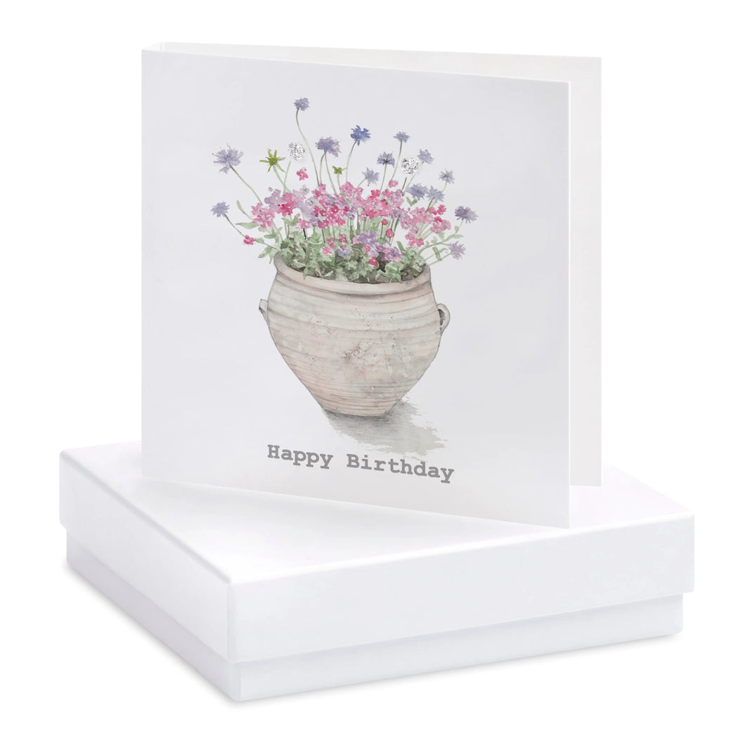 Boxed Terracotta Pot Happy Birthday Earring Card Earrings Crumble and Core White  