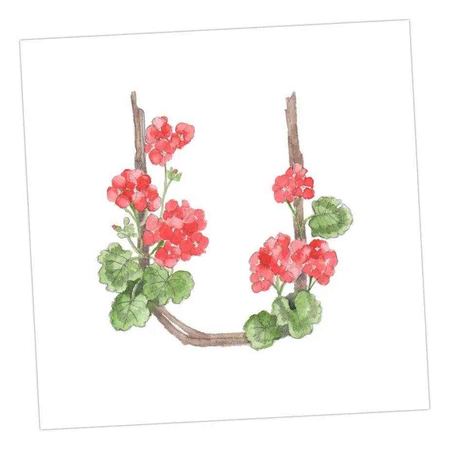 Floral Letters U Greeting & Note Cards Crumble and Core 8 x 8 cm  