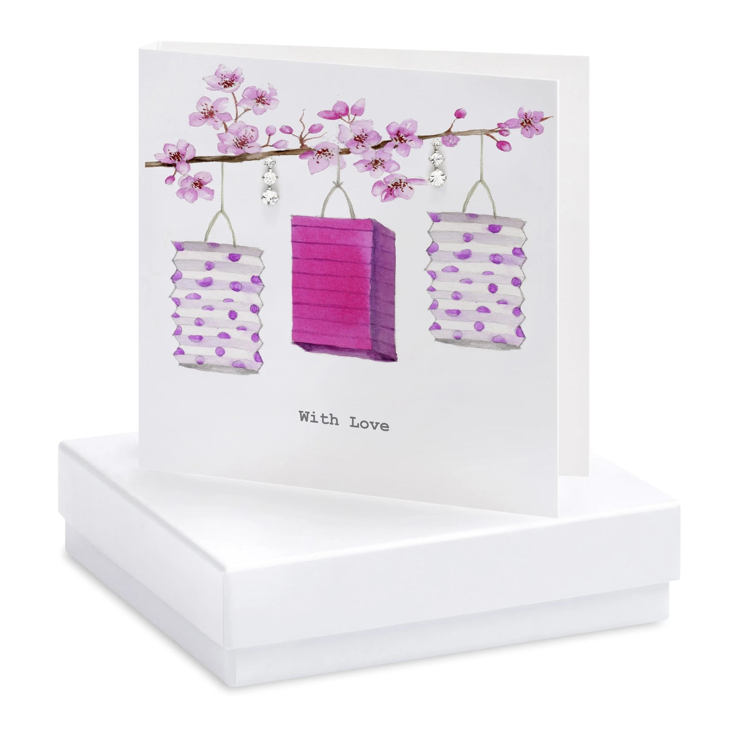 Boxed Earring Card Lanterns With Love Earrings Crumble and Core White  