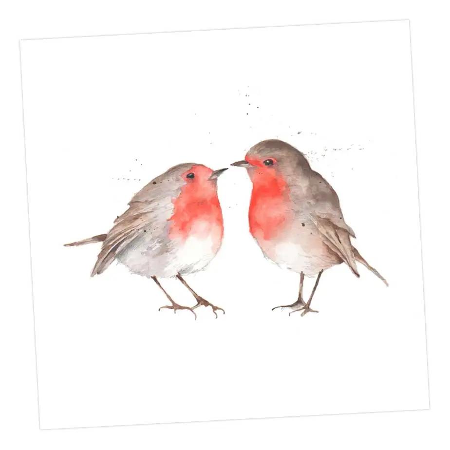 Kissing Robins Card Greeting & Note Cards Crumble and Core 12 x 12 cm  