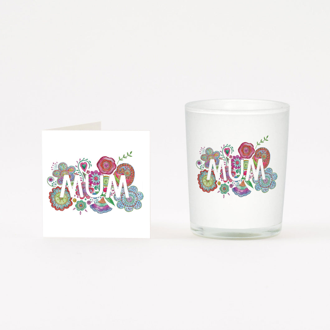 Boho Mum Boxed Candle and Card Candles Crumble and Core White 20cl 