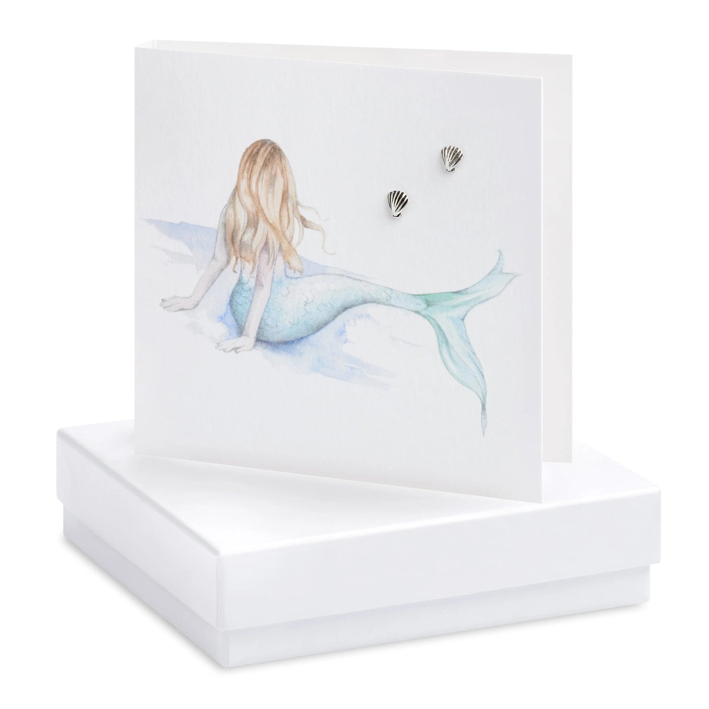 Boxed Mermaid Earring Card Earrings Crumble and Core White  