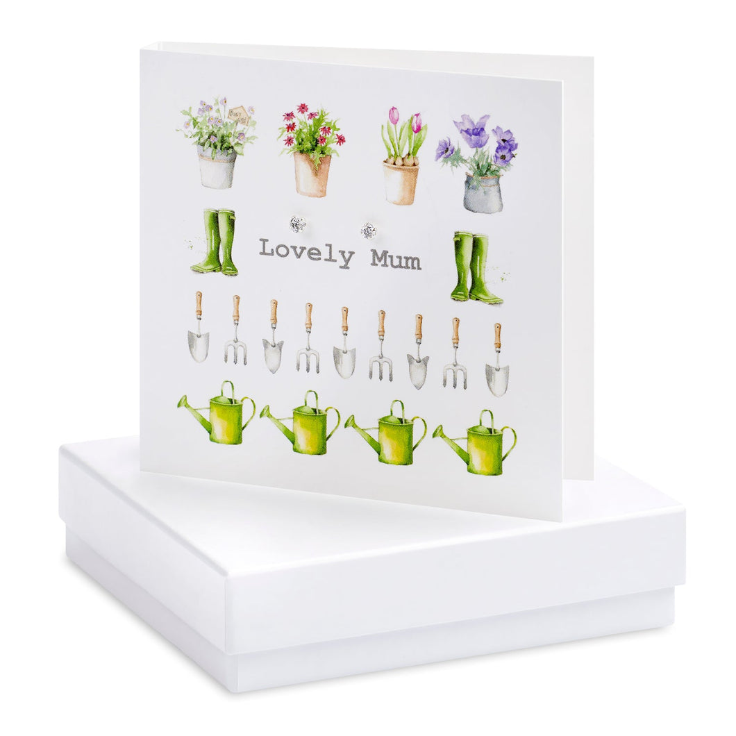 Boxed Gardening Lovely Mum Earring Card Crumble and Core Crumble & Core