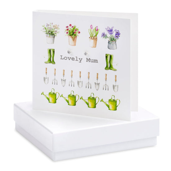 Boxed Gardening Lovely Mum Earring Card Earrings Crumble and Core White  
