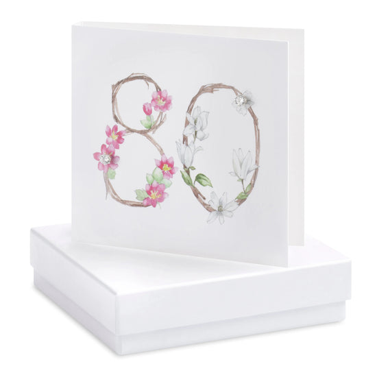 Boxed Floral 80th Earring Card Earrings Crumble and Core White  