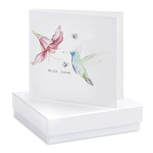 Carica l&#39;immagine nel visualizzatore di Gallery, Boxed Earring Card Hummingbird With Love Earrings Crumble and Core White  
