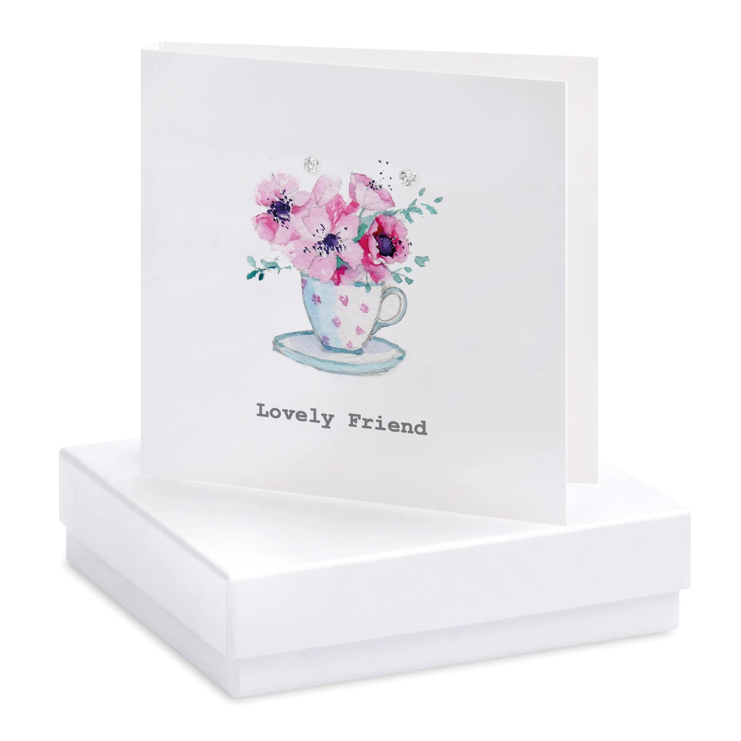 Boxed Lovely Friend Teacup Earring Card Earrings Crumble and Core White  