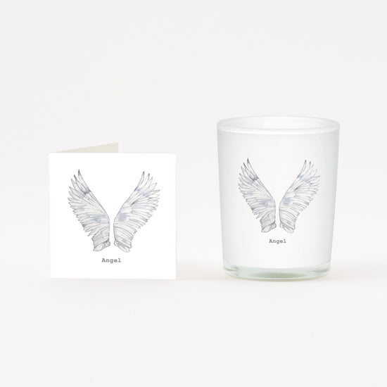 Angel Wings Boxed Candle and Card Candles Crumble and Core White 20cl 