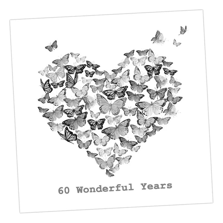 Butterfly 60th Anniversary Card Greeting & Note Cards Crumble and Core 15 x 15 cm  