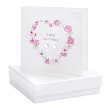 Load image into Gallery viewer, Boxed Floral Heart Happy Birthday Wreath Earring Card Crumble and Core Crumble &amp; Core
