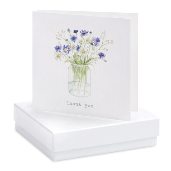 Boxed Cornflower Thank you Earring Card Earrings Crumble and Core White  