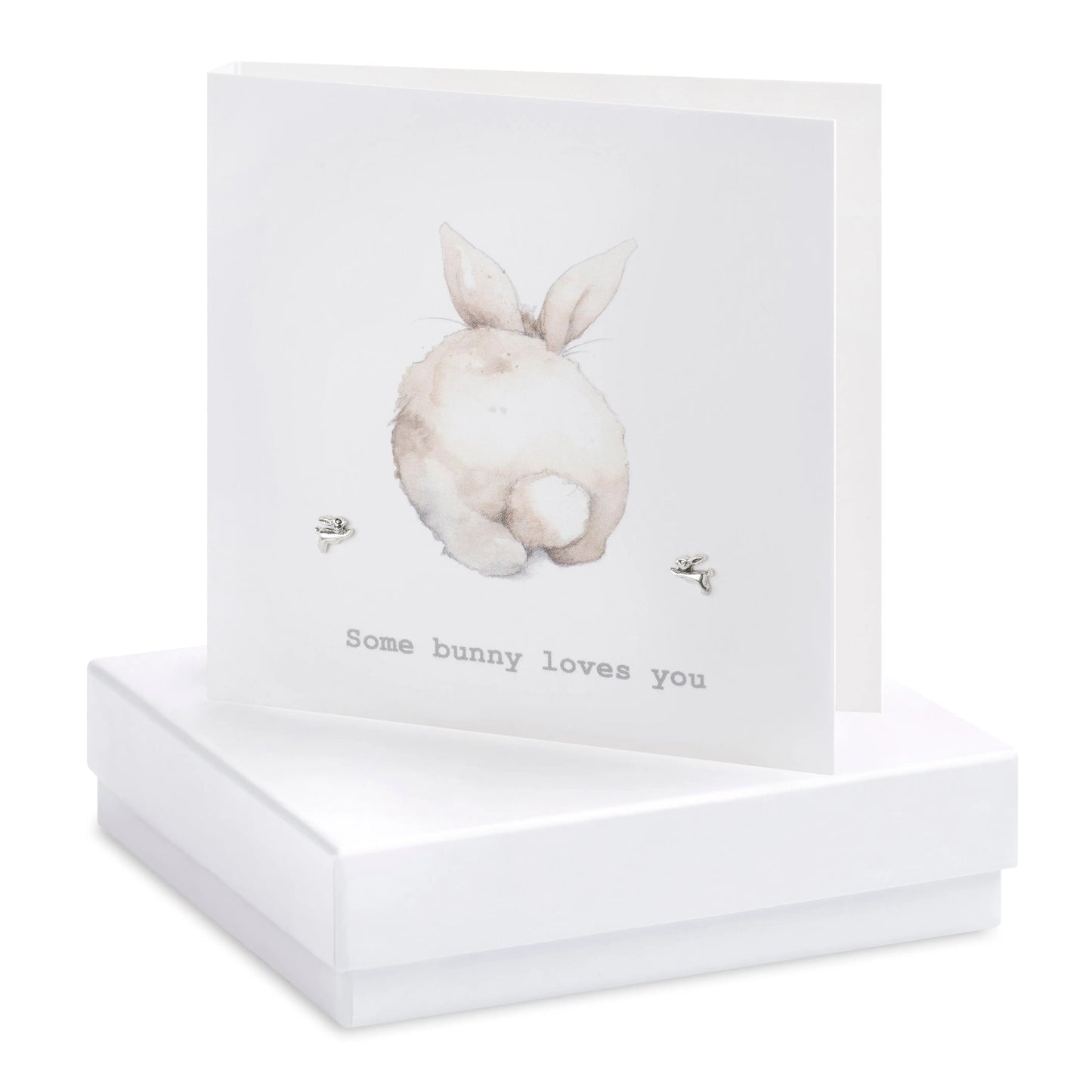 Boxed Some Bunny Loves You Earring Card Earrings Crumble and Core White  
