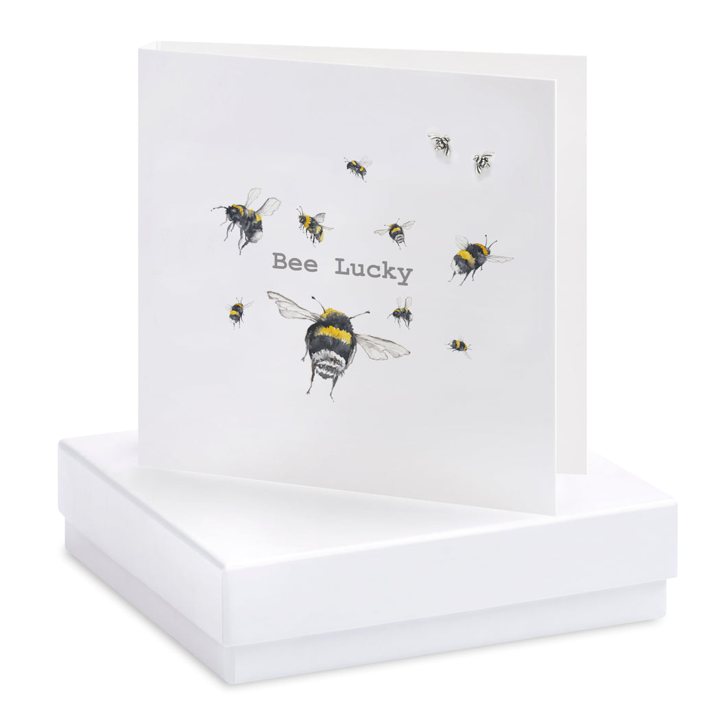 Boxed Bee Lucky Earring Card Earrings Crumble and Core White  