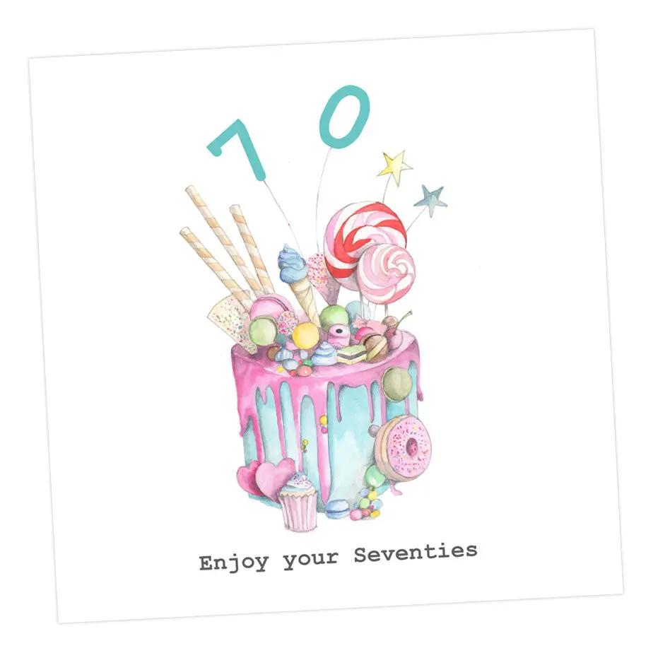 Truly Scrumptious Cake 70th Card Greeting & Note Cards Crumble and Core 12 x 12 cm  
