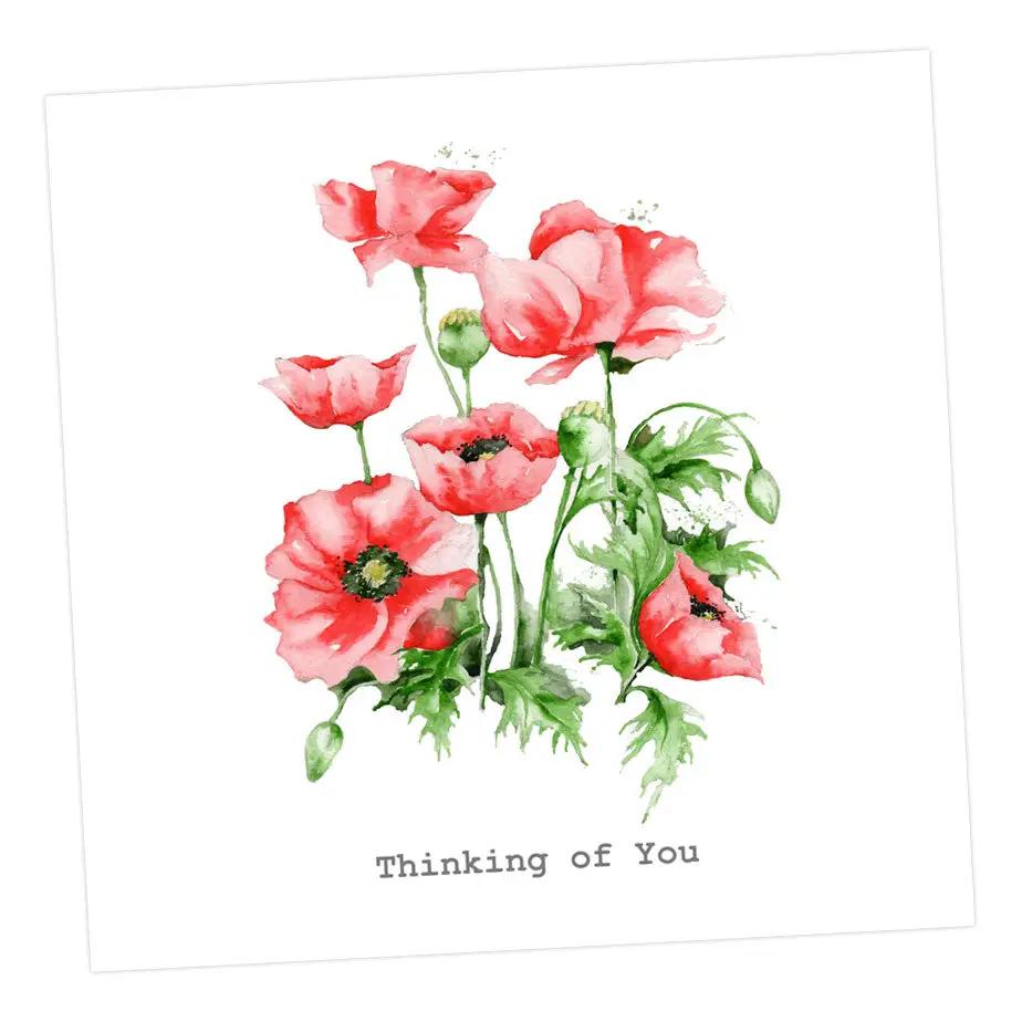 Poppies Thinking of you Card Greeting & Note Cards Crumble and Core 12 x 12 cm  