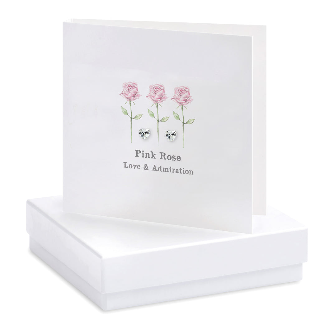 Boxed Pink Rose Earring Card Earrings Crumble and Core White  