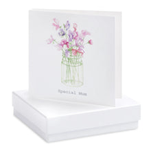 Load image into Gallery viewer, Boxed Sweet Pea Special Mum Earring Card Crumble and Core Crumble &amp; Core
