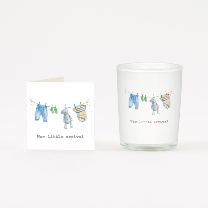 New Baby Boy Boxed Candle and Card Crumble & Core