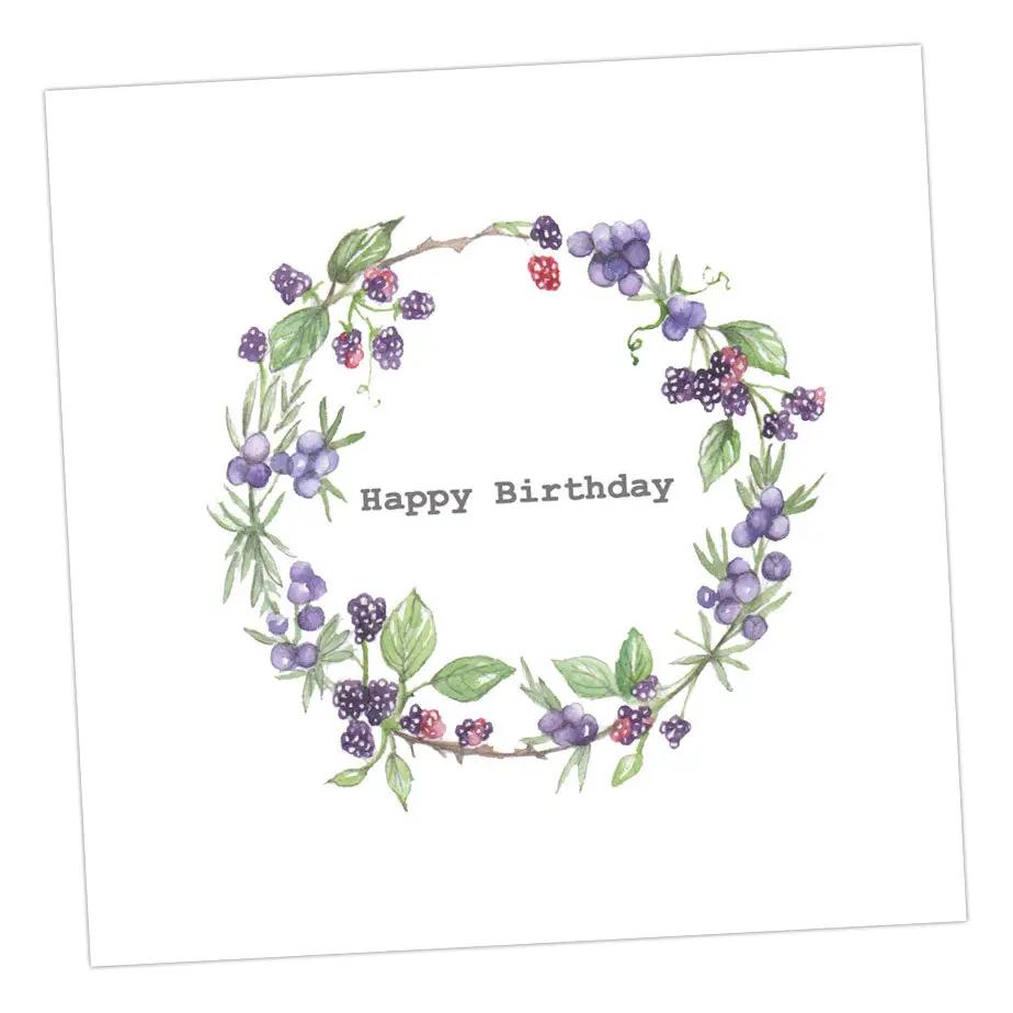 Blackberry Wreath Birthday Card Greeting & Note Cards Crumble and Core 15 x 15 cm  