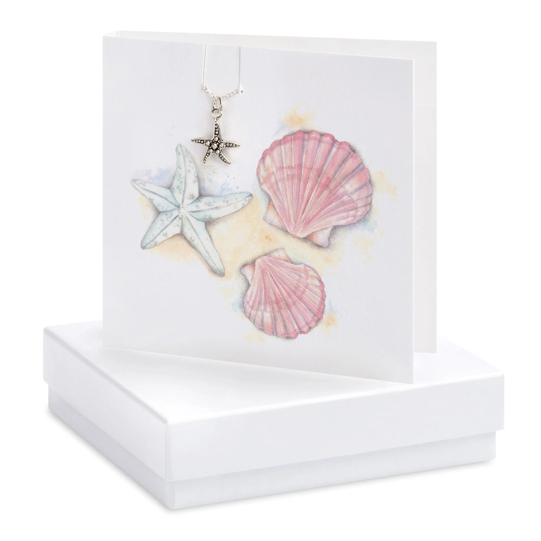 Boxed Shells and Starfish Necklace Card Crumble & Core