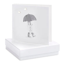 Load image into Gallery viewer, Boxed Earring Card Crumble and Core Crumble &amp; Core Umbrella Girl B&amp;W
