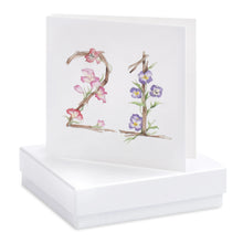 Load image into Gallery viewer, Boxed Floral 21st Earring Card Crumble &amp; Core
