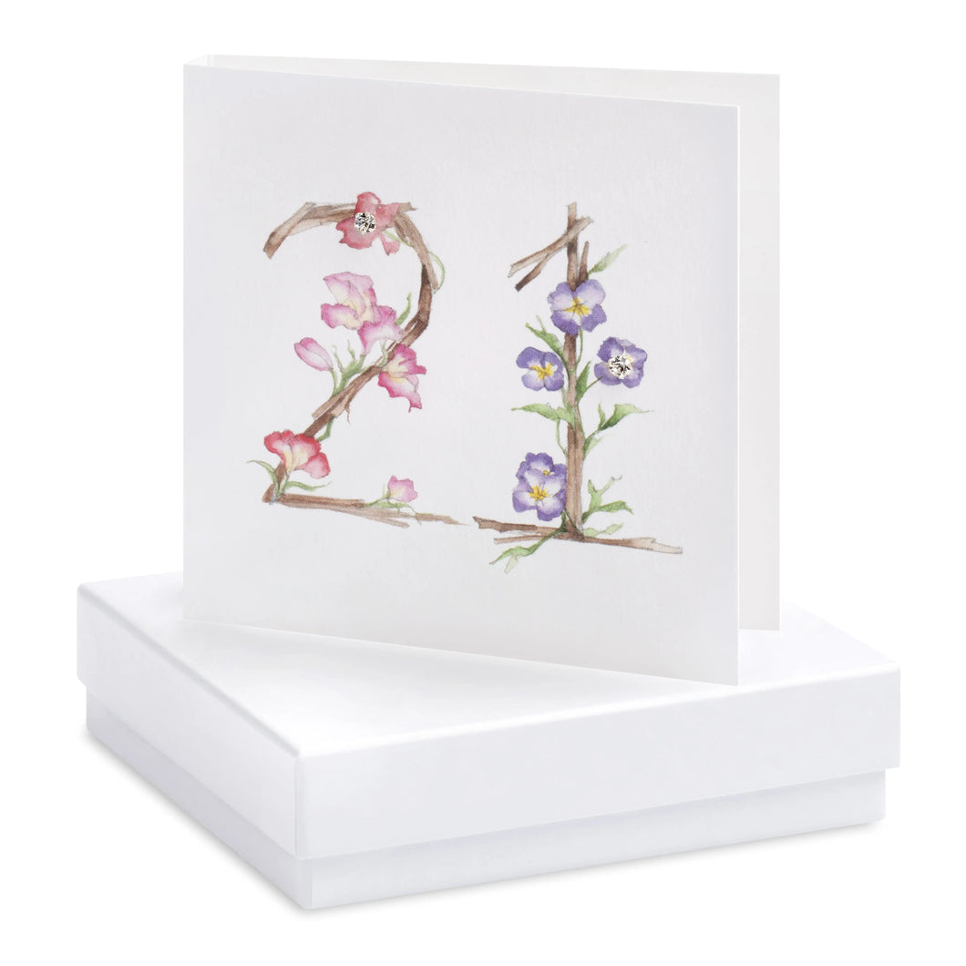 Boxed Floral 21st Earring Card Crumble & Core