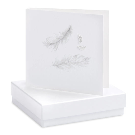 Boxed Blank Feather Earring Card Earrings Crumble and Core White  