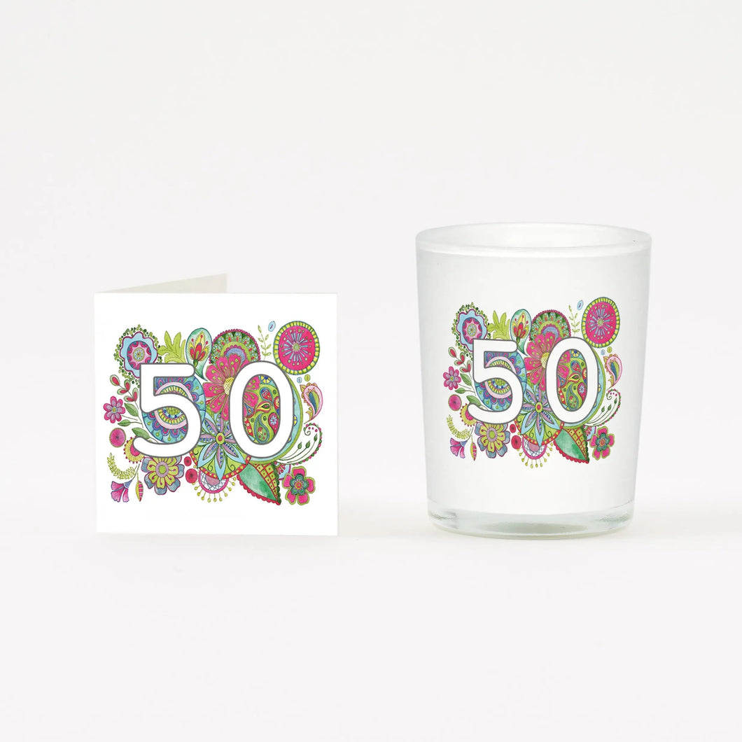 Boho 50 Boxed Candle and Card Candles Crumble and Core White 20cl 